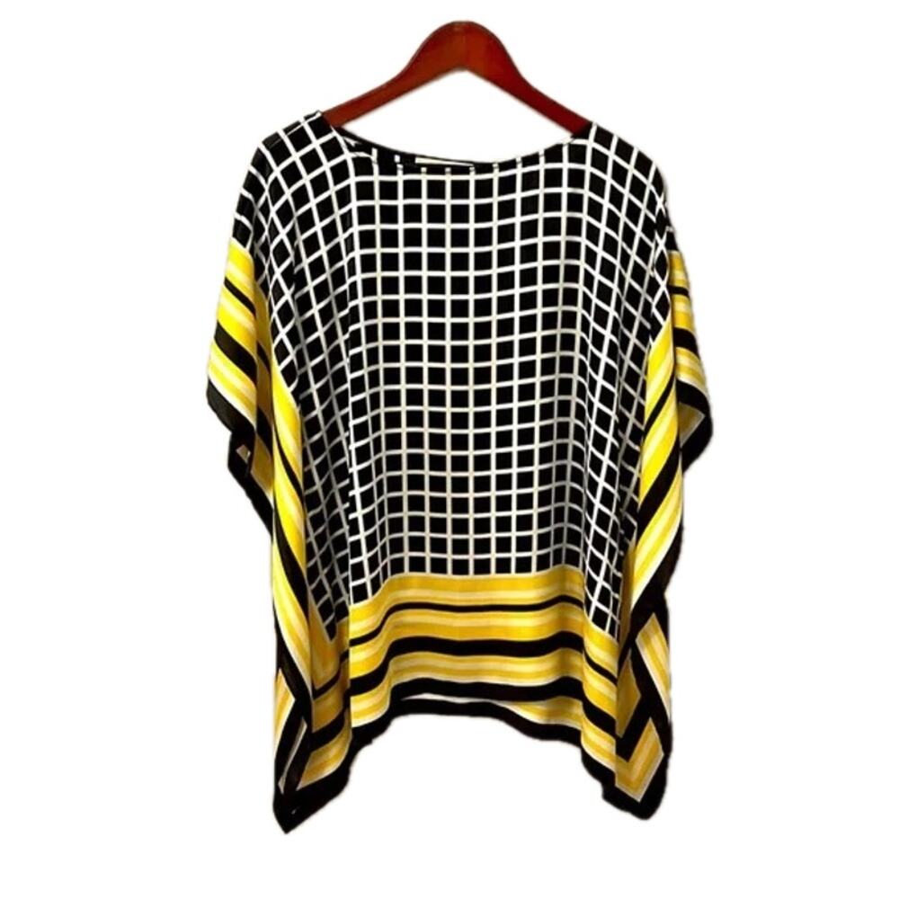 Michael KORS Flowy Geometric Design Black, White & Yellow Tunic - Size S/M 💛🖤 - Picture 3 of 8